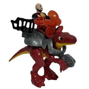 Imaginext Red Velociraptor Raptor Dinosaur Poseable 4” Rider Saddle 2011